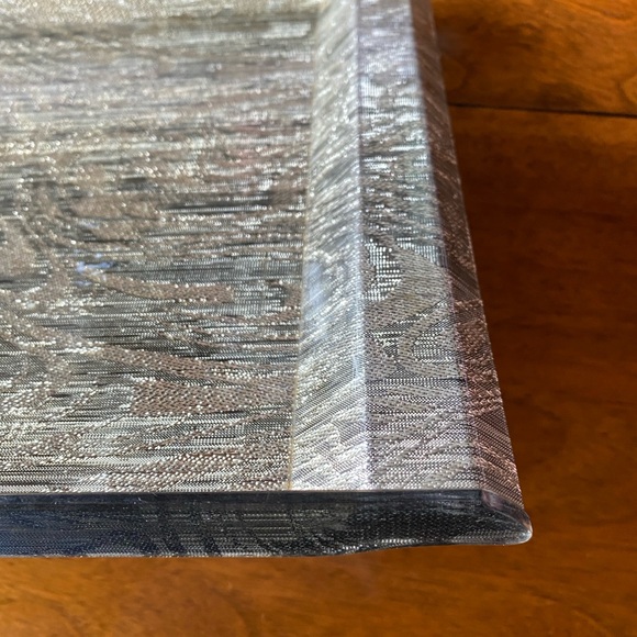 Vintage Vanity tray clear plastic encasing Gold Silver lamé brocade textile - Picture 3 of 7